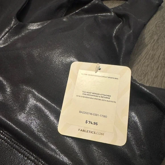 Fabletics Black Fog Foil Medium Impact Sports Bra | XL - Picture 3 of 10